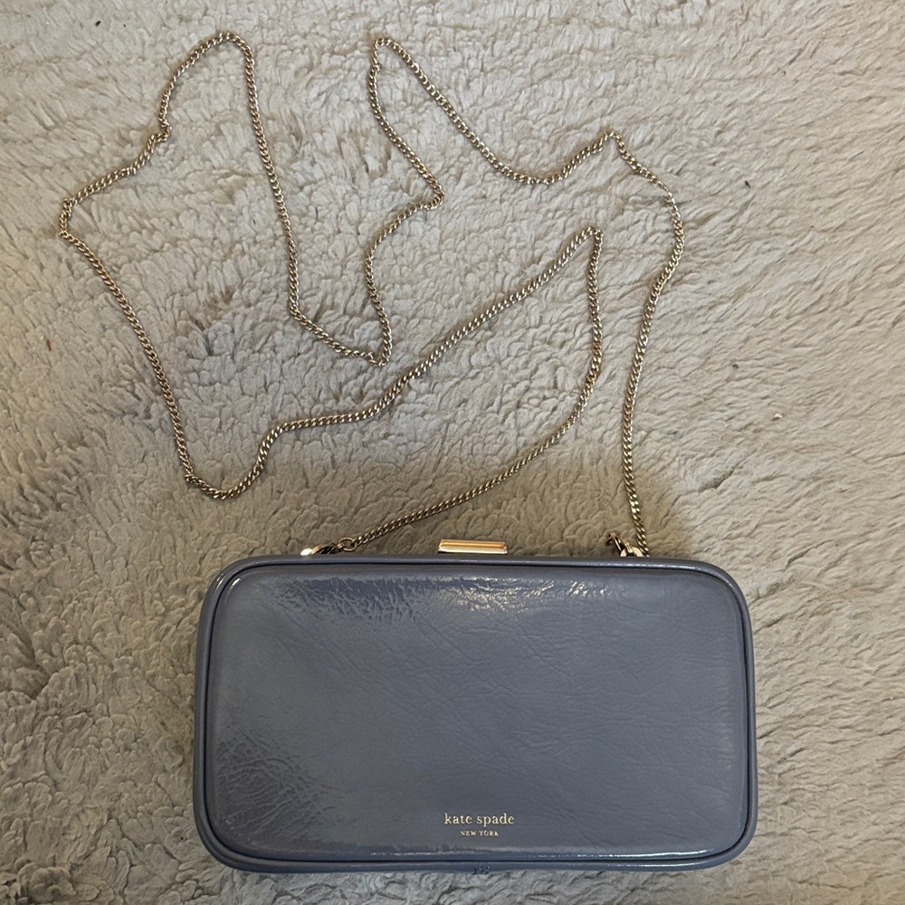 kate spade Blue Patent Leather Chain Crossbody Clutch